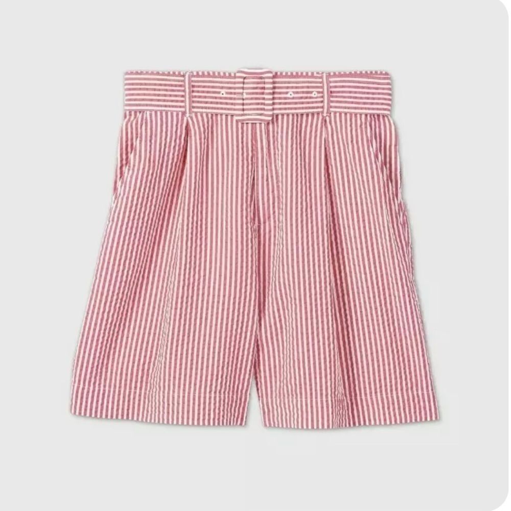 3For$20 Women's Striped Belted High Rise Shorts A new Day Pink size: small